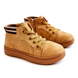PA1 Høje børnesneakers med Camel Boone lynlås gul kamel