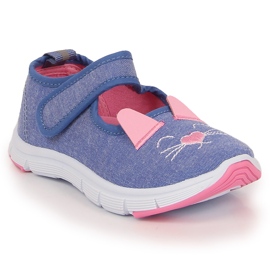 Pigesneakers med velcro Atletico katte blå