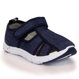 Atletico marineblå sneakers til drenge med velcro marine blå