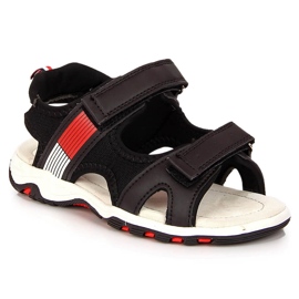 Sorte American Club drengesandaler med velcro