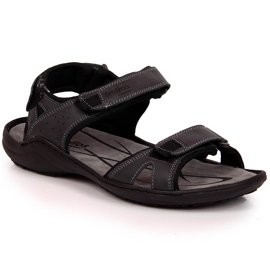 Herresandaler i læder med velcrografit Helios 854 flerfarvet