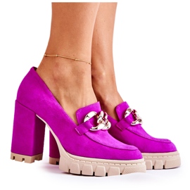 Lewski Shoes Moderigtige pumps på platformen og en bar Lewski sko 3197 Fuchsia lyserød