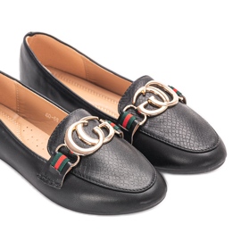 Sorte loafers med guld Dreyer spænde