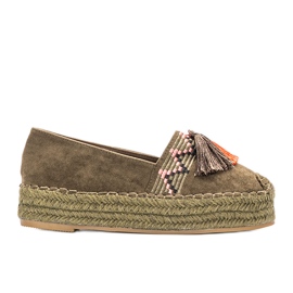 Grønne espadriller på Pisquid-platformen khaki