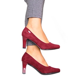 Bourgogne ruskind pumps W Sergio Leone rød