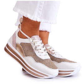 S.Barski Damesportssko Sneakers hvid og guld Bourne gylden