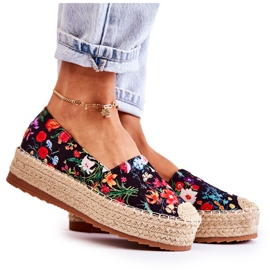 FS3 Moderigtige Slip-On Espadrilles i sorte Morice-blomster flerfarvet