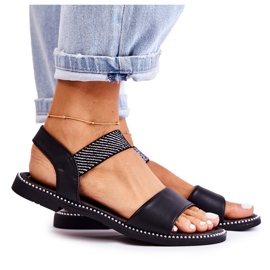 PE1 Klassiske sandaler til kvinder på en flad hæl Sort Catis