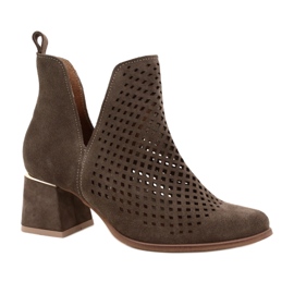 Lewski Shoes Ruskind Openwork Støvler Lewski Sko 3165 jordvelour brun