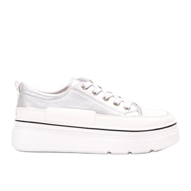 Sølv sneakers på Anastaz platformen hvid