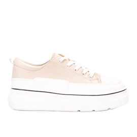 Beige sneakers på Anastaz platformen hvid