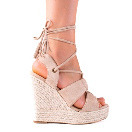 SHELOVET Espadrilles højbundne sandaler beige