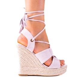 SHELOVET Espadrilles højbundne sandaler violet
