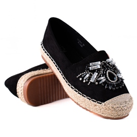 SHELOVET Espadriller med krystaller sort