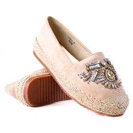 SHELOVET Espadriller med krystaller beige