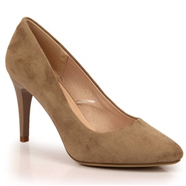 Sergio Leone stiletpumps i beige ruskind