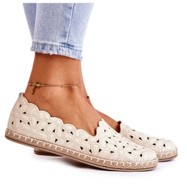 Slip-on ballerinaer til kvinder med beige blomster
