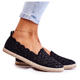 PE1 Kvinders slip-on ballerinaer med sorte Vennice blomster