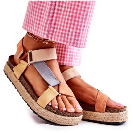 FB1 Damesandaler til sommer Beige-Gul Galia brun orange
