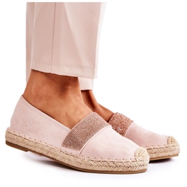 PG1 Kvinders Slip-on Espadrilles med Cubic Zirconia Pink Massal lyserød