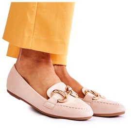 Dame ruskindsloafers med beige virkelighedsdekoration