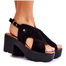 PG1 Suede Sorte Sandaler På Hæl Arlena