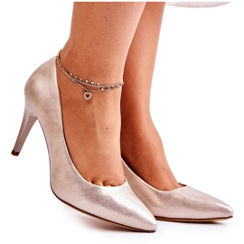 Pumps Stiletter Sergio Leone Faded Golden Feliciana gylden