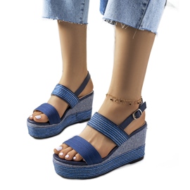 Marineblå Rocha kile-sandaler