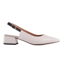 Marco Shoes Lave pumps med en åben hæl i sart naturligt læder hvid sort