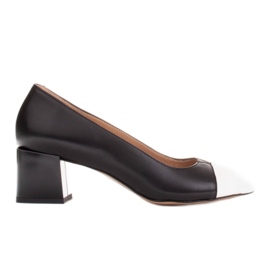 Marco Shoes Sort og hvid læder pumps