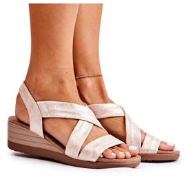 S.Barski Kile sandaler S. Barski BZY1A Beżowo-Złote beige gylden