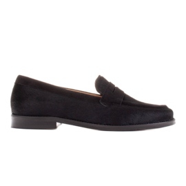 Marco Shoes Loafers, naturligt læder med hår sort