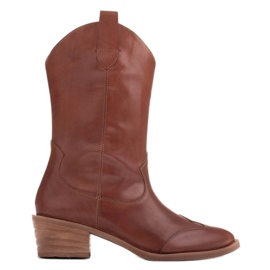 Marco Shoes Cowboystøvler i brunt læder 1598B-003-1 BP