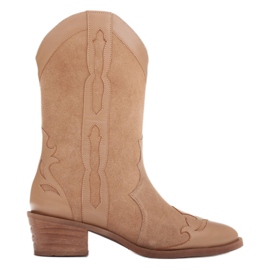 Marco Shoes Naturlige ruskindsstøvler med læderelementer beige