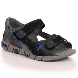 Drengesandaler med velcro marineblå og grå Kornecki 6186 sort