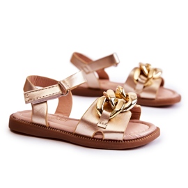 FR1 Børnesandaler med gylden Layra velcro