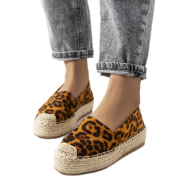 Brune espadriller på Feiken-platformen sort gul