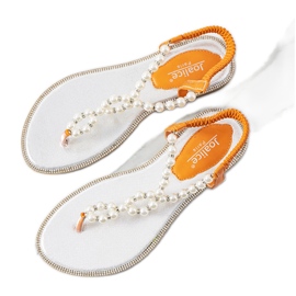 Orange sandaler med Tana perler sølv