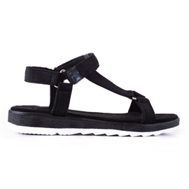SHELOVET Ruskindssandaler med velcro sort