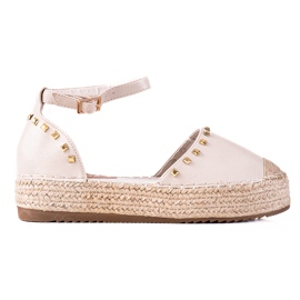 SHELOVET Espadriller med nitter beige