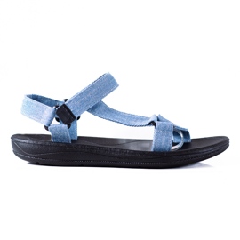 SHELOVET Denim sandaler med velcro blå
