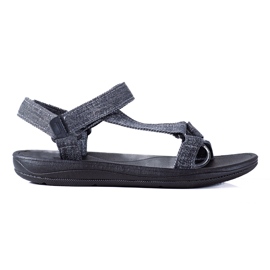 SHELOVET Denim sandaler med velcro marine blå flerfarvet