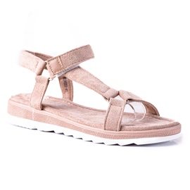 SHELOVET Ruskindssandaler med velcro beige
