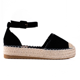 SHELOVET Sorte espadriller på platformen