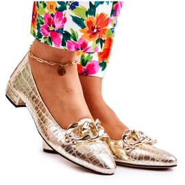 PA2 Læderlakeret Snake Pumps Golden Elissabeth gylden