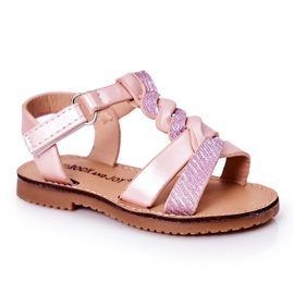 Pink børnesandaler med glitter lyserød