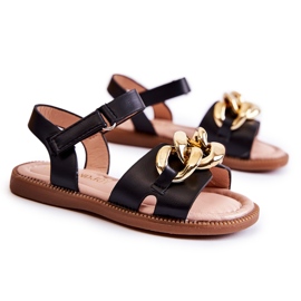 FR1 Børnesandaler med sort Layra velcro gylden