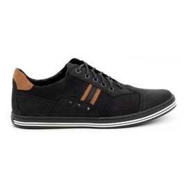 Polbut Casual herresko 1801P sort nubuck / kamel brun