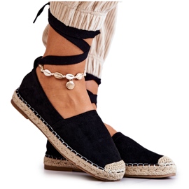 FB1 Ismanne sort ruskind espadrilles bundet