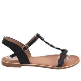 Basma Black iriserende damesandaler sort